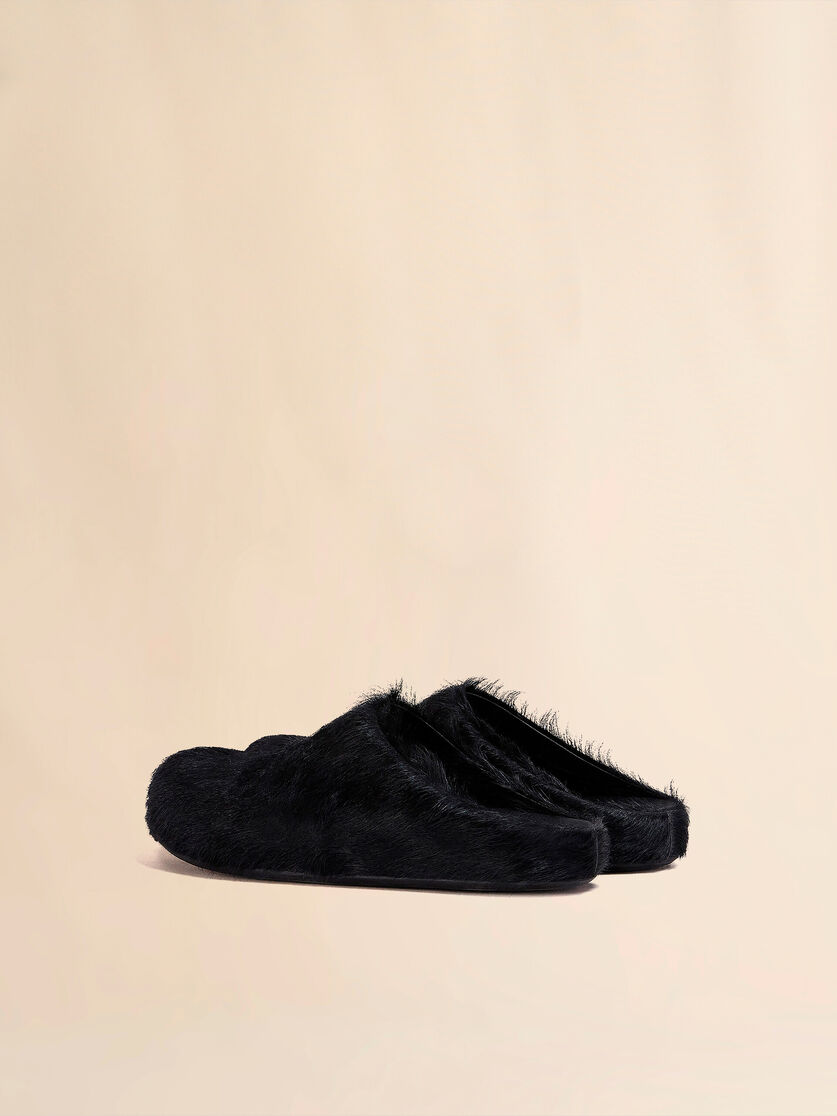 Stutterheim X Marni Black Long Haircalfskin Fussbett Sabot