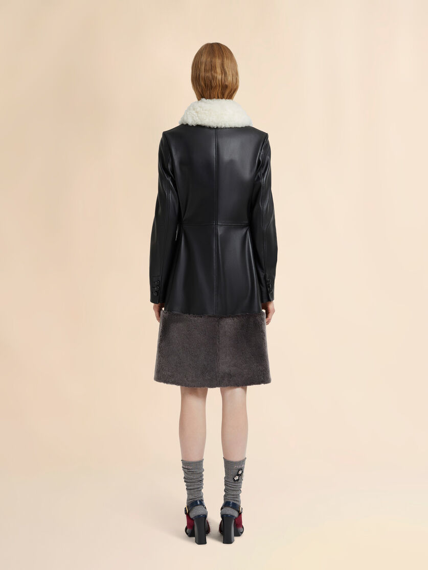 Stutterheim X Marni Black Nappa Leather Coat With Shearling Trims