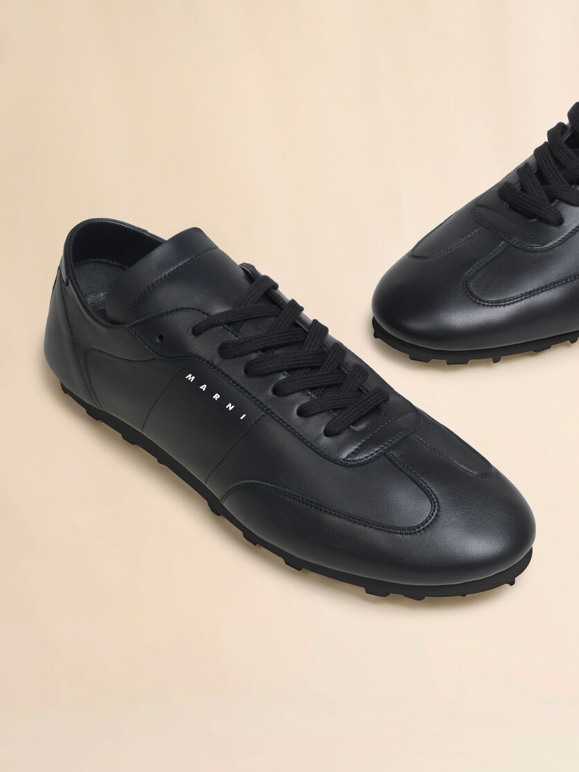 Stutterheim X Marni Black Nappa Leather Softy Soccer Sneaker