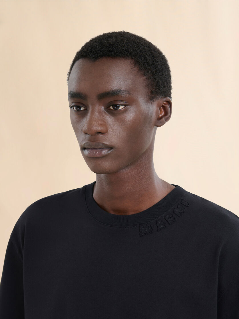 Stutterheim X Marni Black Organic Cotton Oversized T-shirt With Marni Patches