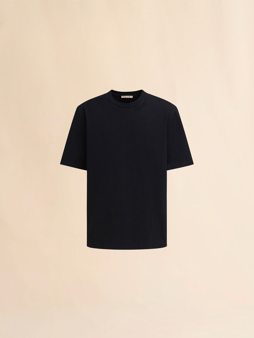 stutterheim x marni Black organic cotton oversized T-shirt with Marni patches