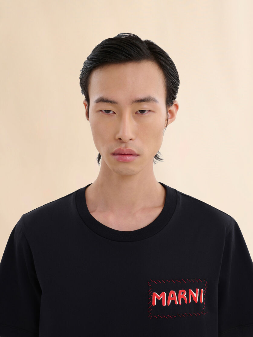 Stutterheim X Marni Black Organic Cotton T-shirt With Marni Patch