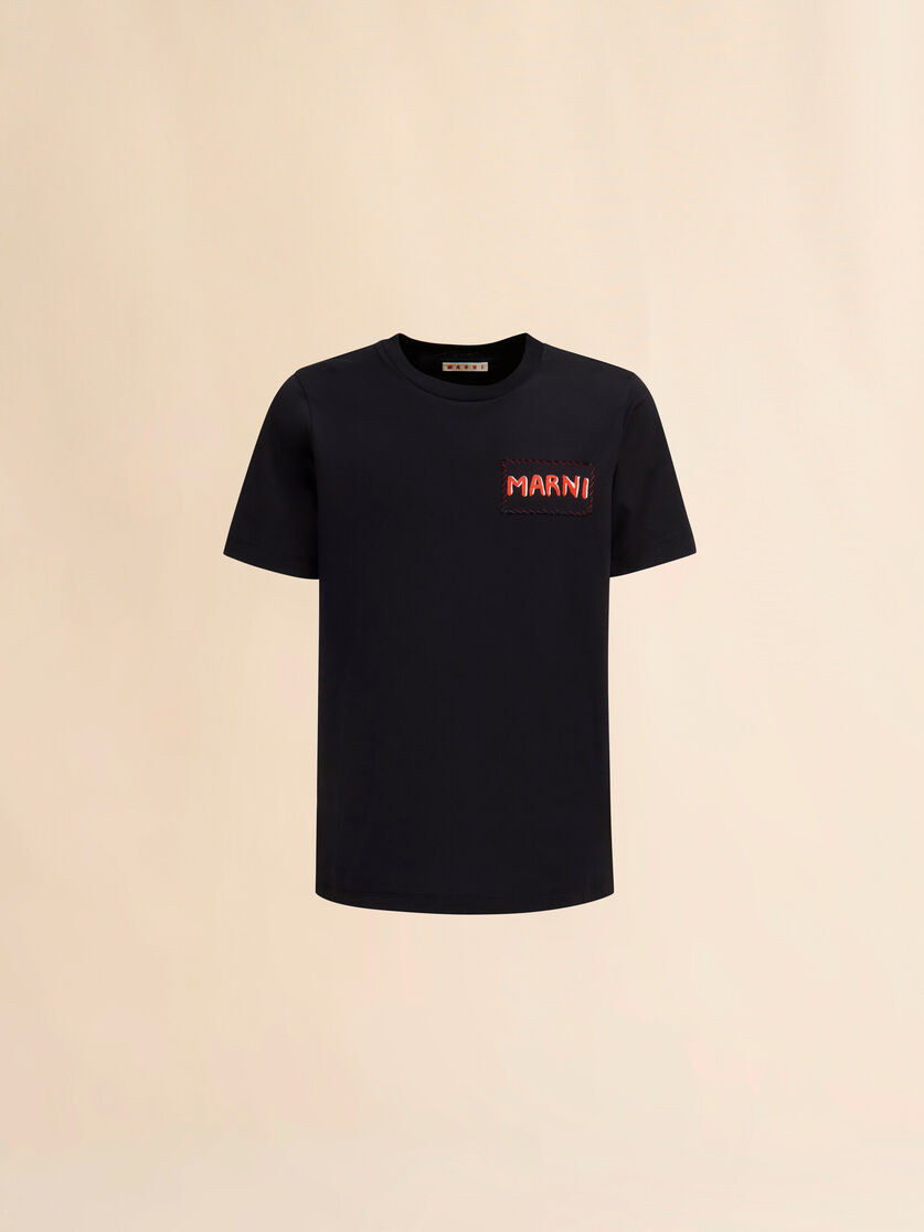 stutterheim x marni Black organic cotton T-shirt with Marni patch