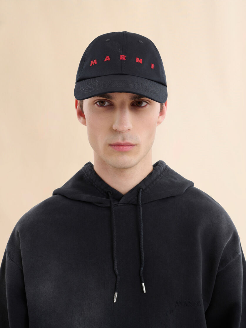 Stutterheim X Marni Black Organic Gabardine Baseball Cap With Embroidered Logo