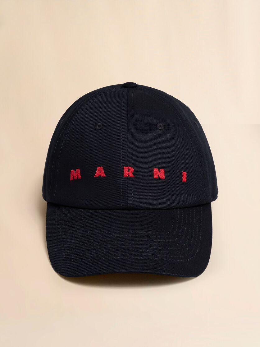 Stutterheim X Marni Black Organic Gabardine Baseball Cap With Embroidered Logo