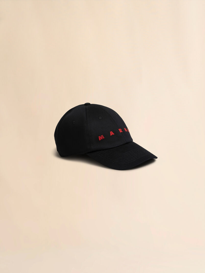 stutterheim x marni Black organic gabardine baseball cap with embroidered logo