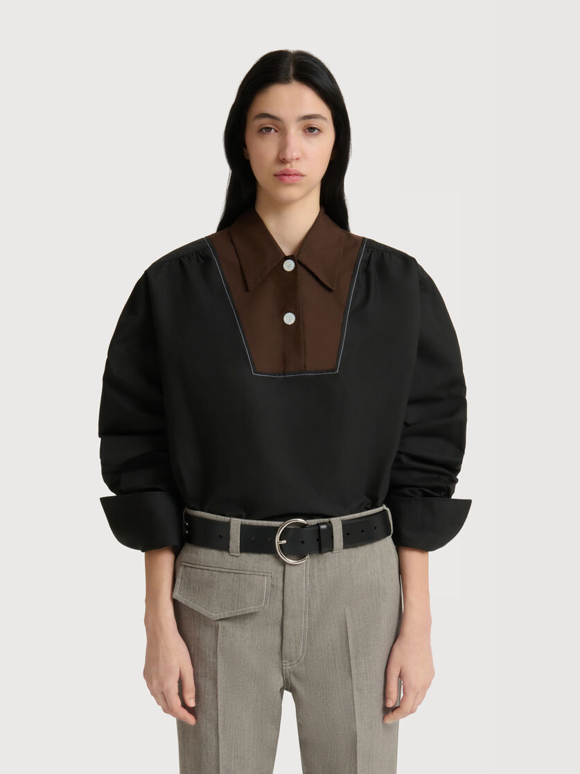 Stutterheim X Marni Black Poplin Shirt With Contrast Bib Insert