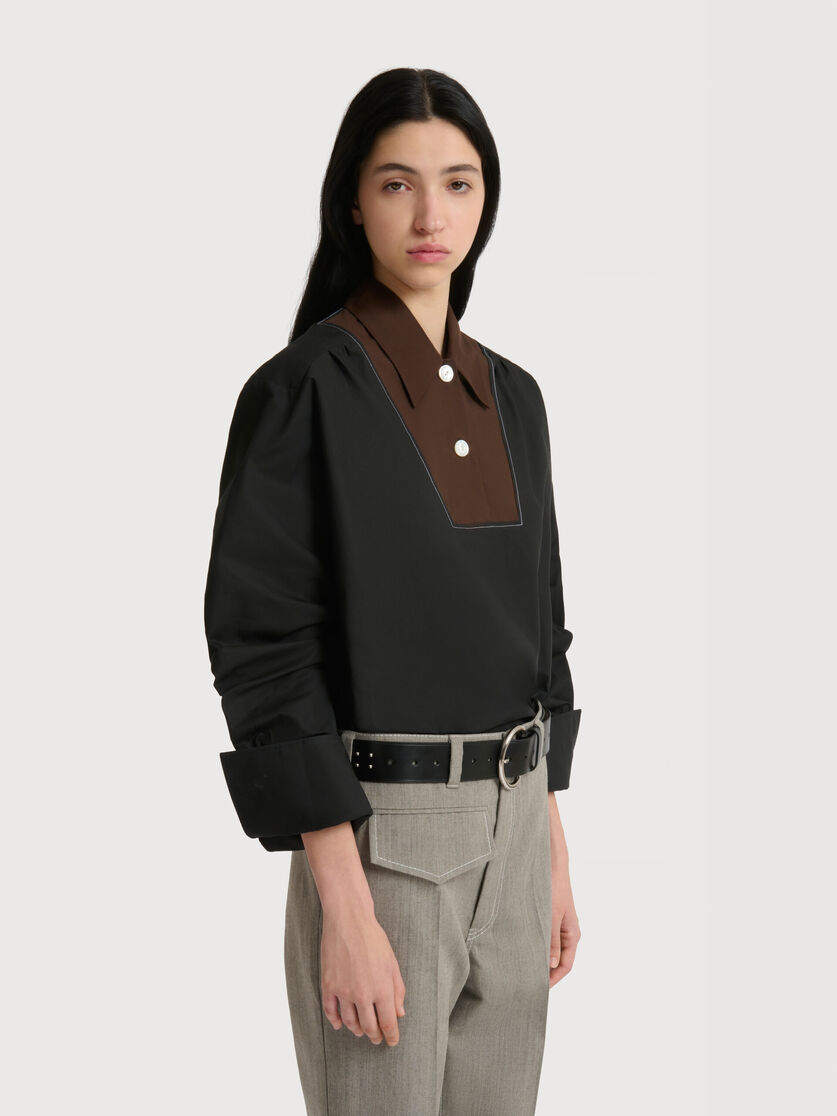 Stutterheim X Marni Black Poplin Shirt With Contrast Bib Insert