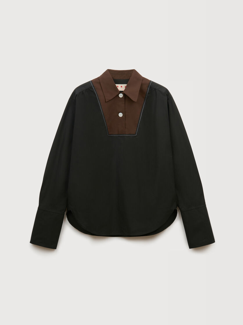 stutterheim x marni Black poplin shirt with contrast bib insert