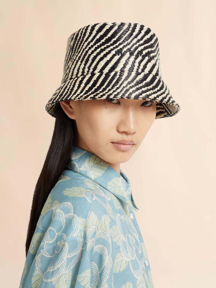 Stutterheim X Marni Black Raffia-effect Bucket Hat With Wavy Pattern