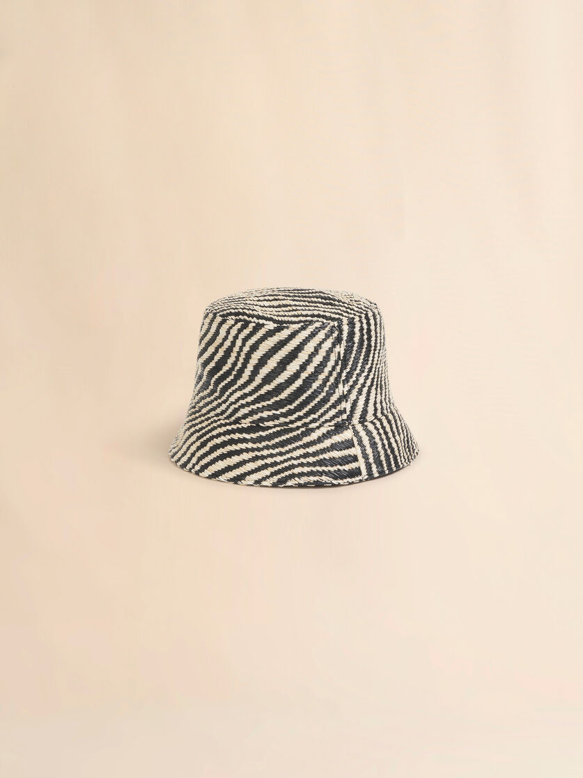 Stutterheim X Marni Black Raffia-effect Bucket Hat With Wavy Pattern