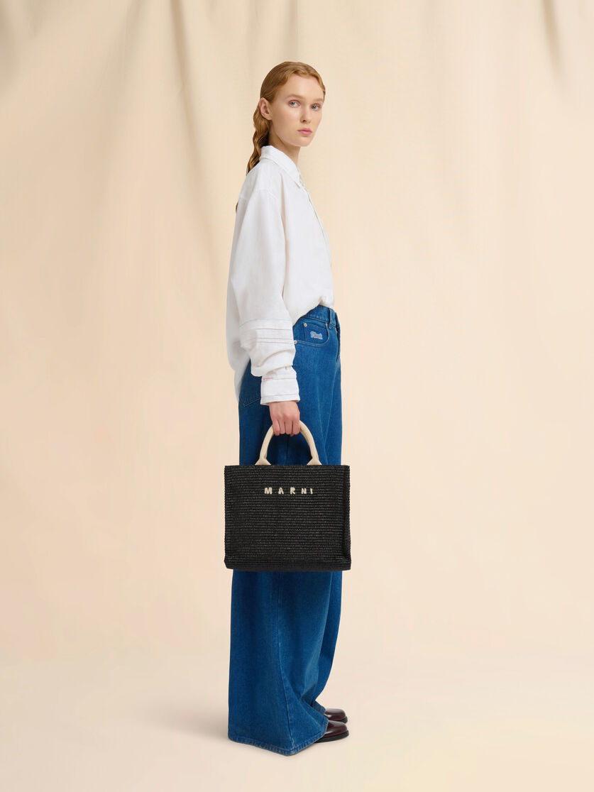 Stutterheim X Marni Black Raffia-effect Small Tote Bag