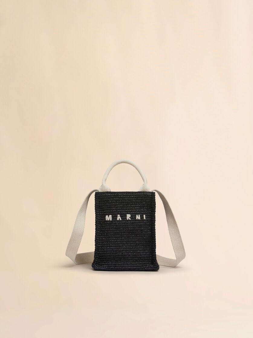 stutterheim x marni Black raffia-effect tote mini bag