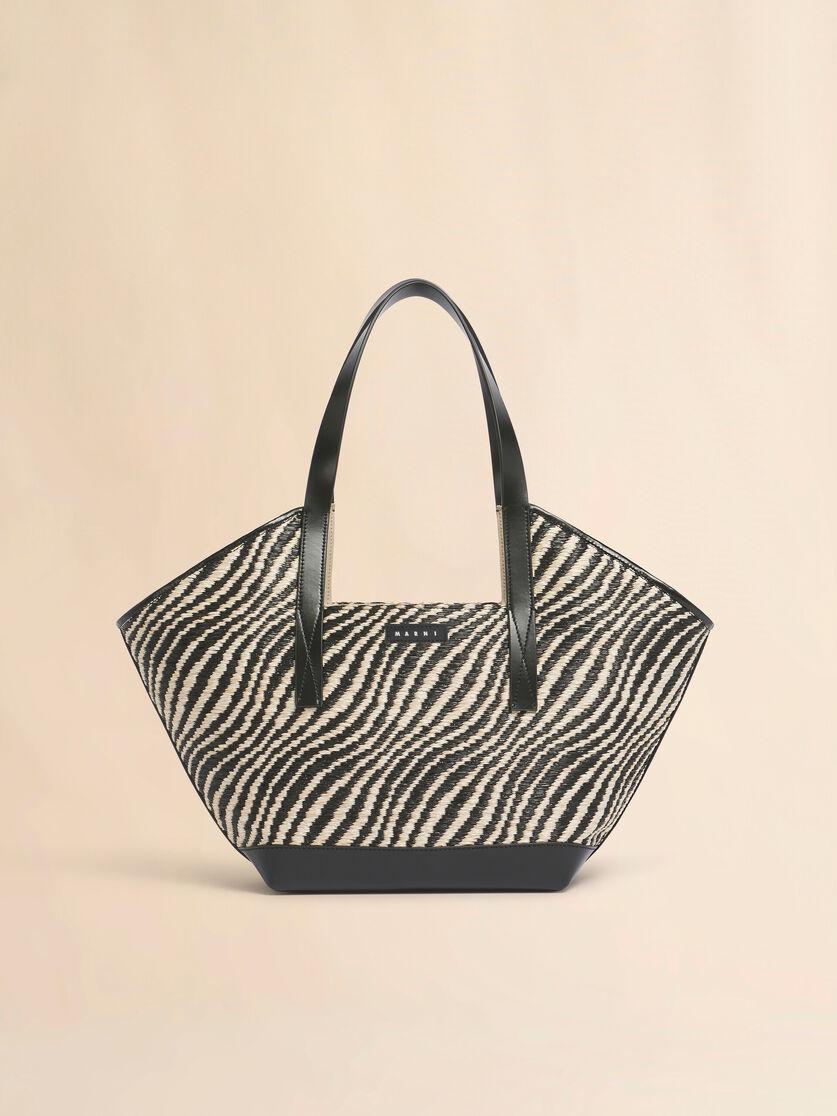 stutterheim x marni Black raffia-effect Waves small tote bag