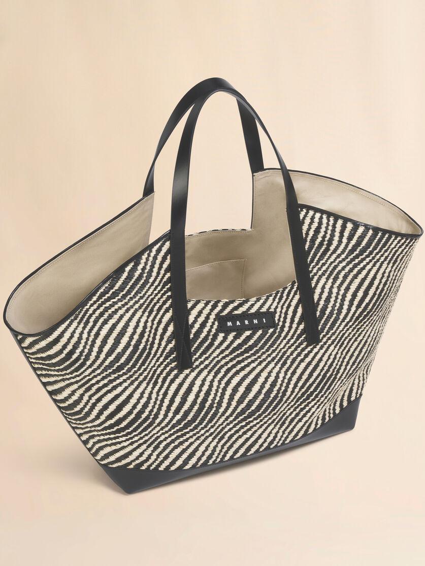 Stutterheim X Marni Black Raffia-effect Waves Tote Bag