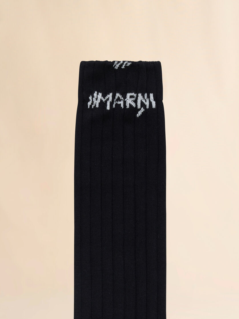Stutterheim X Marni Black Ribbed Cotton Socks With Marni Mending