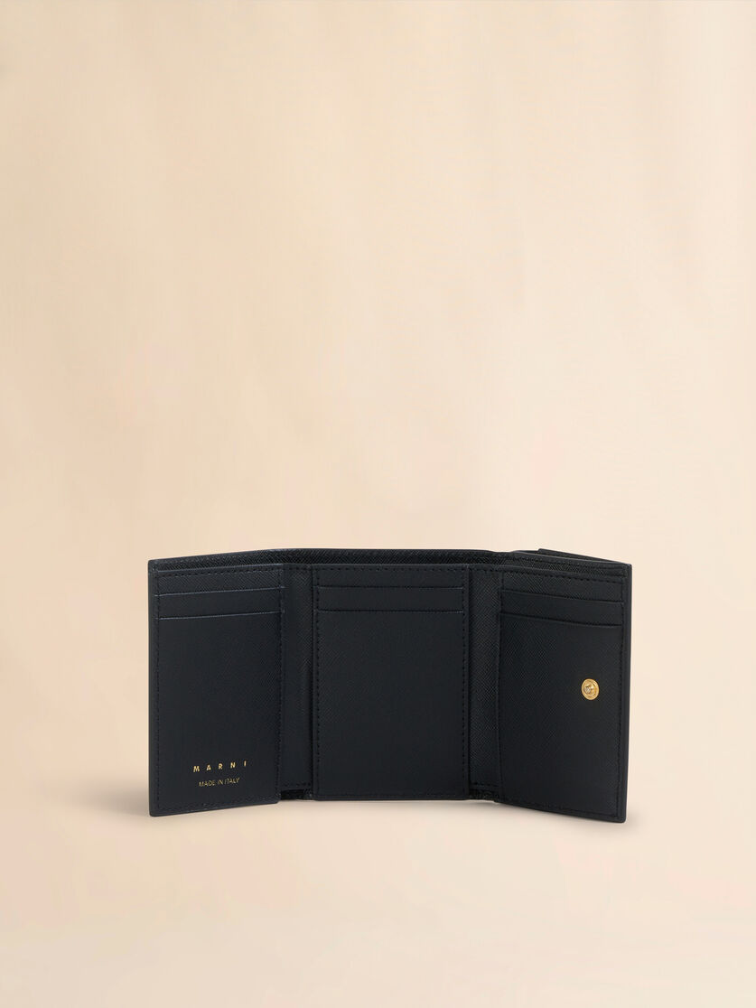 Stutterheim X Marni Black Saffiano Leather Tri-fold Wallet