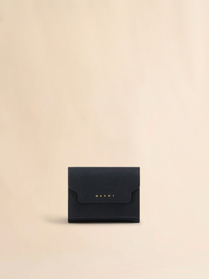 stutterheim x marni Black saffiano leather tri-fold wallet