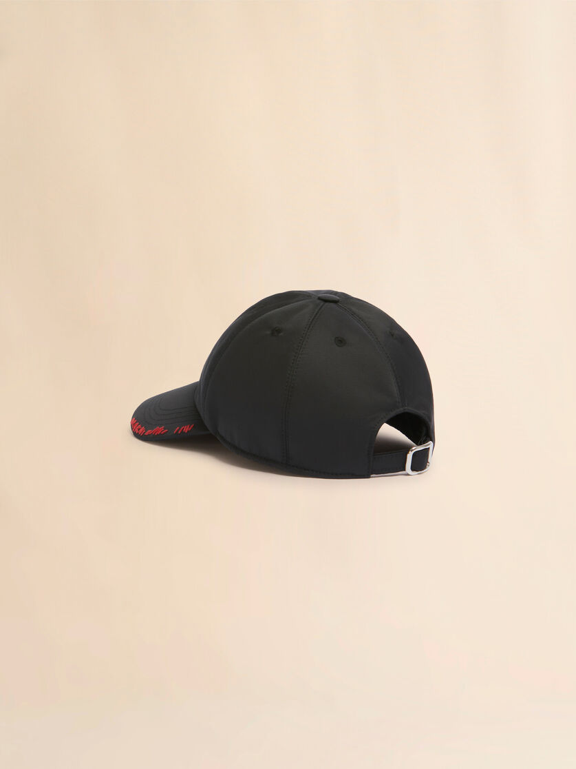 Stutterheim X Marni Black Tafetta Baseball Cap With Marni Mending