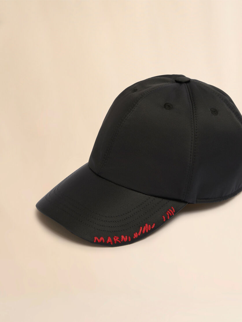 Stutterheim X Marni Black Tafetta Baseball Cap With Marni Mending