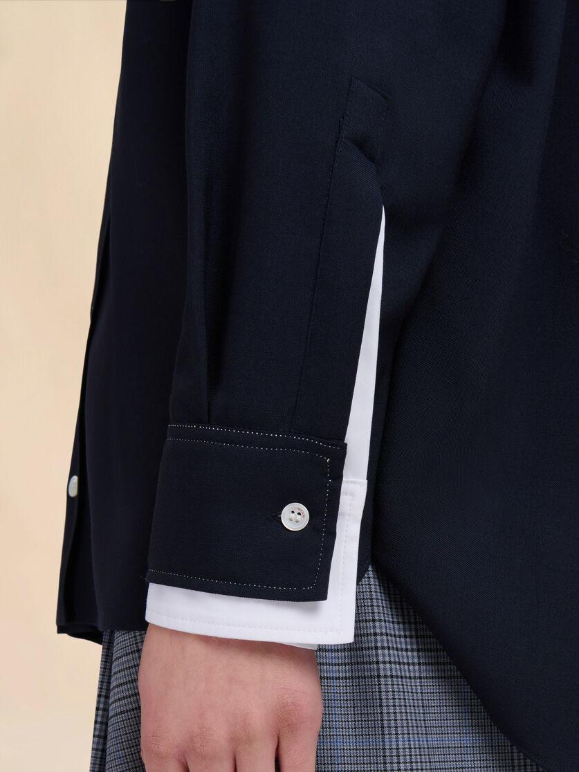 Stutterheim X Marni Black Tropical Wool Shirt With Double Cuffs