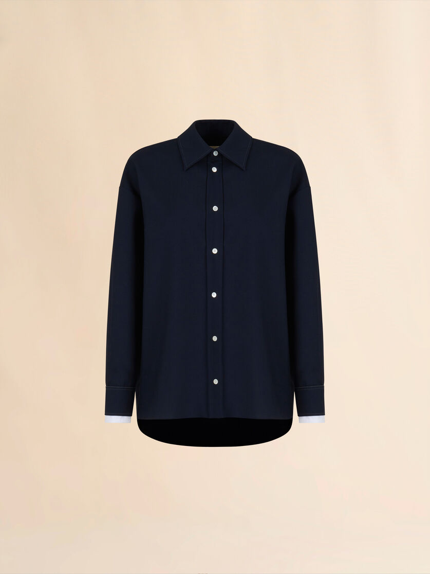 stutterheim x marni Black tropical wool shirt with double cuffs