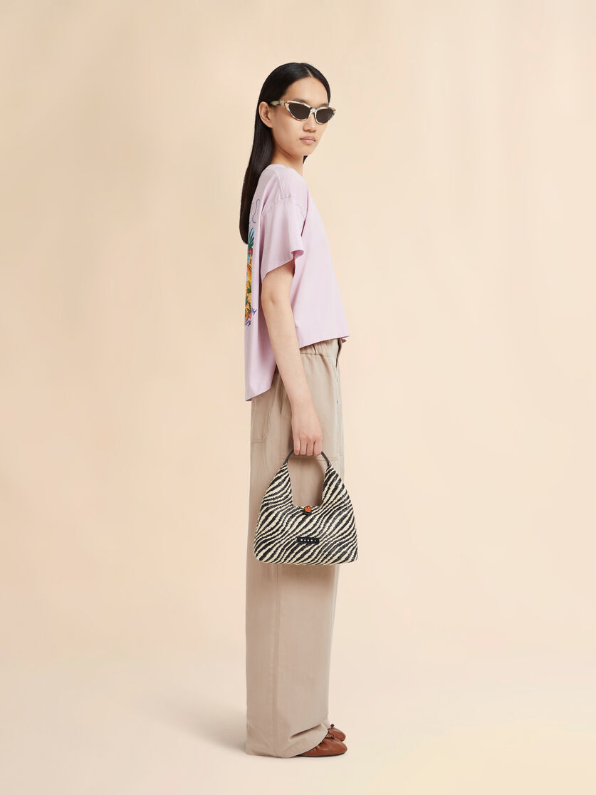 Stutterheim X Marni Black Wavy Raffia-effect Trapeze Mini Top Handle Bag