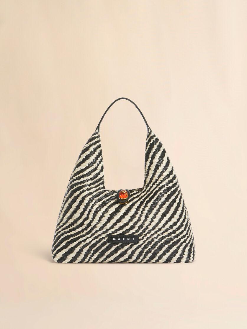 stutterheim x marni Black wavy raffia-effect Trapeze mini top handle bag