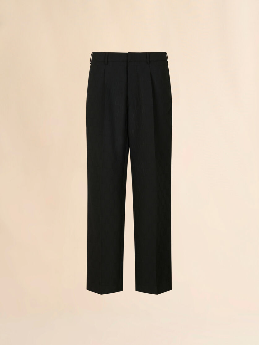 stutterheim x marni Black wool pants with geometric jacquard motif
