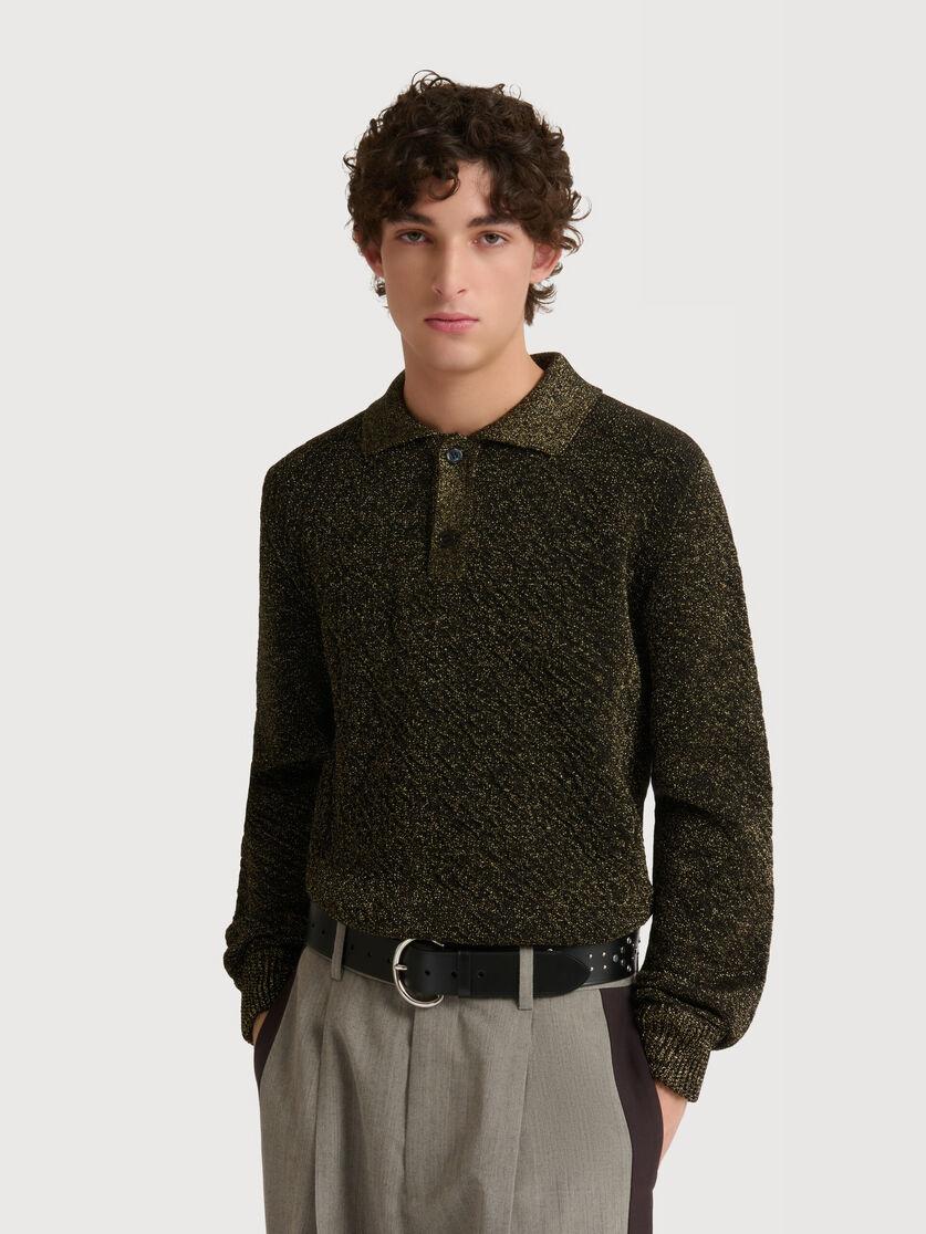 Stutterheim X Marni Black Wool Polo Sweater With Lurex Detailing