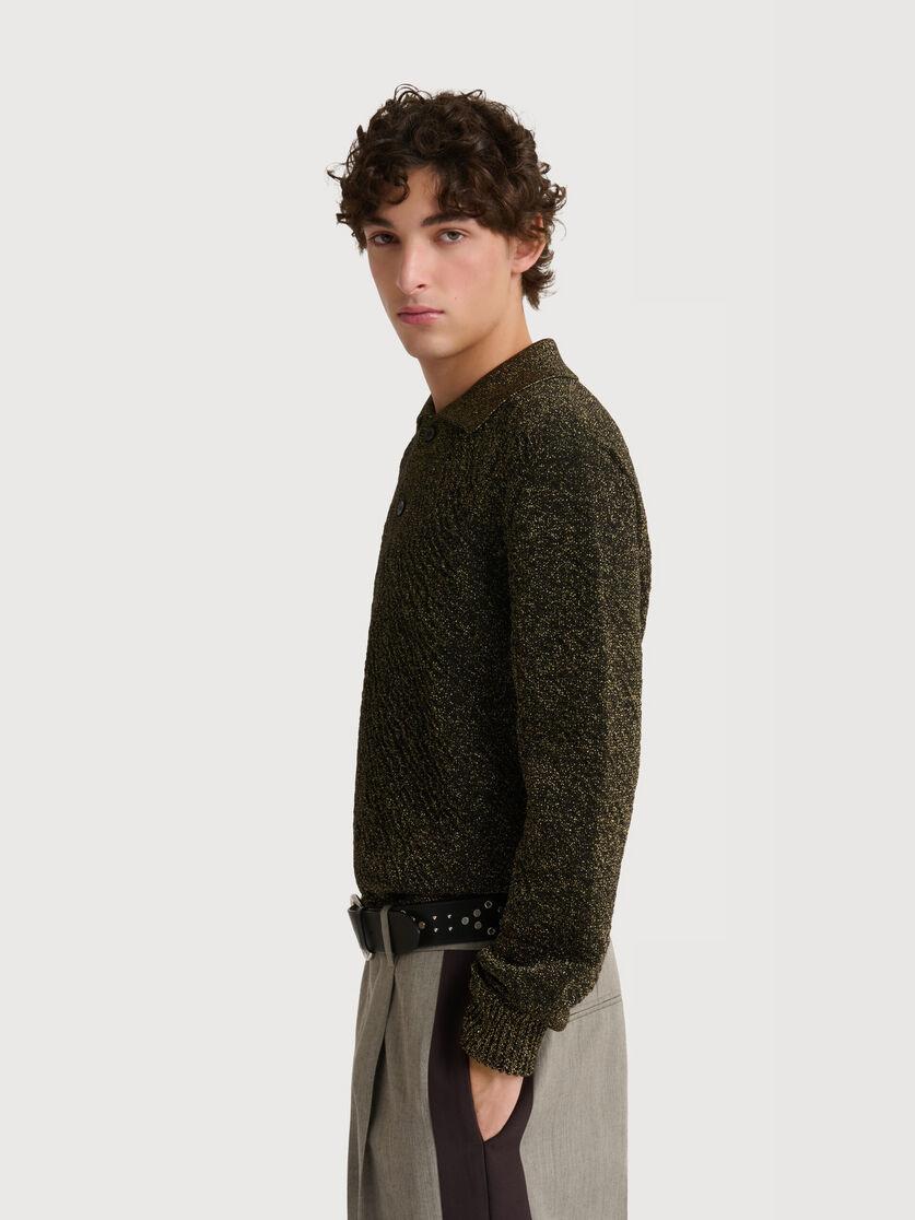 Stutterheim X Marni Black Wool Polo Sweater With Lurex Detailing