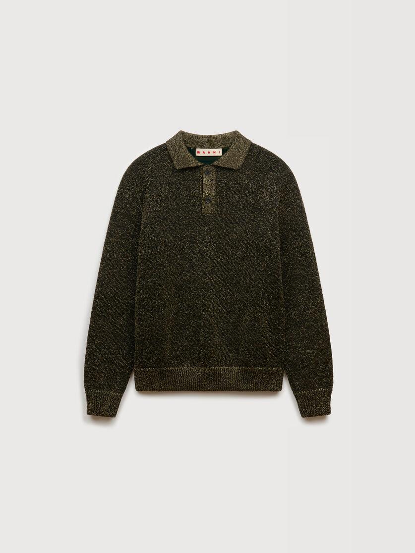 stutterheim x marni Black wool polo sweater with lurex detailing
