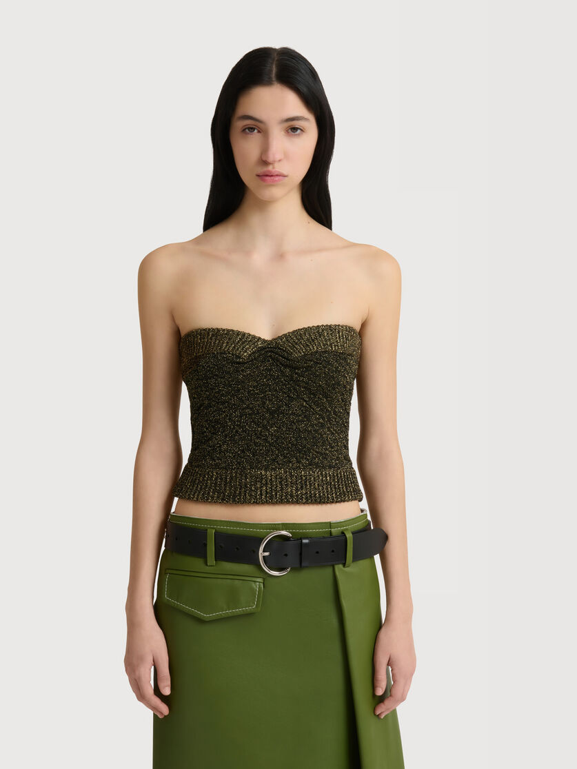 Stutterheim X Marni Black Wool Strapless Top With Lurex Detailing