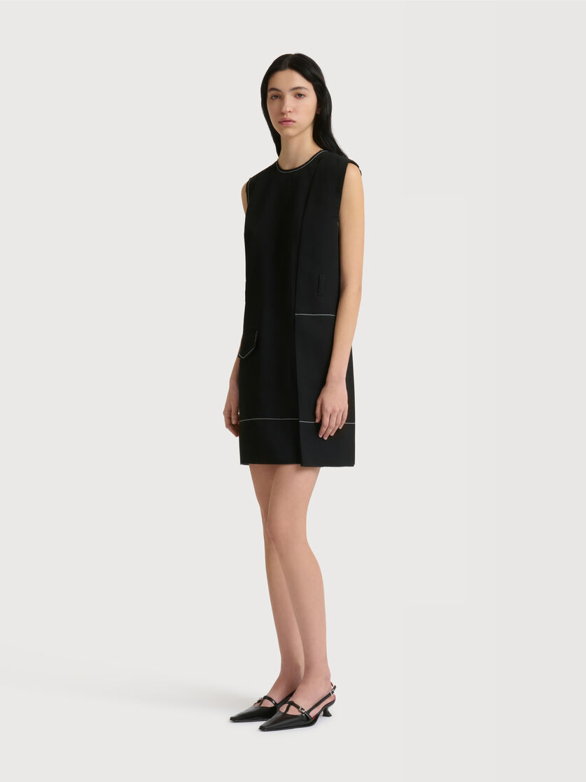 Stutterheim X Marni Black Wool Wrap-effect Mini Dress With Pocket