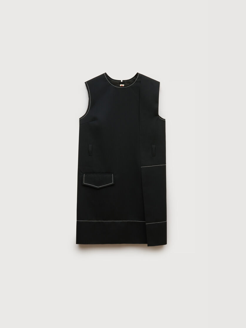 stutterheim x marni Black wool wrap-effect mini dress with pocket