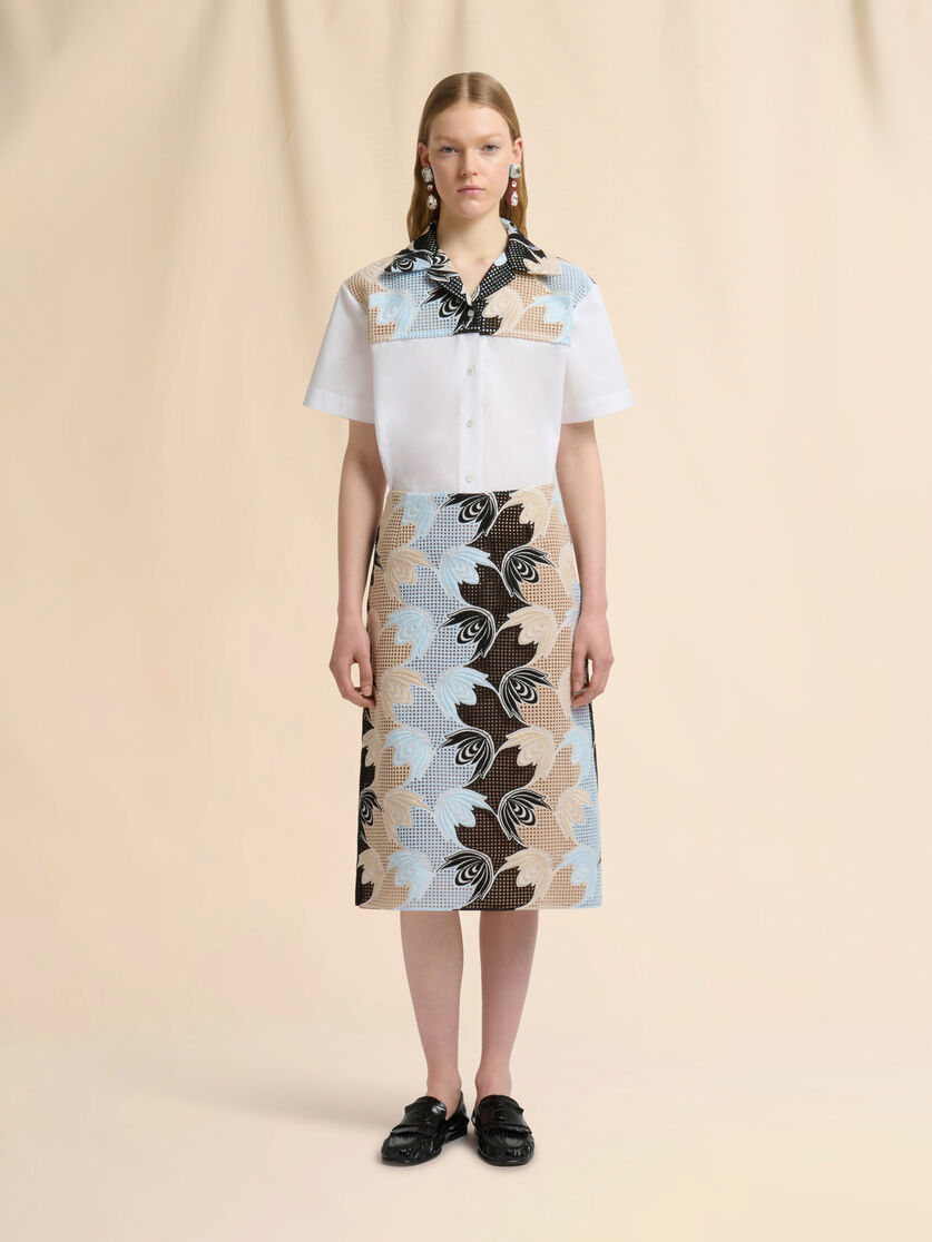 Stutterheim X Marni Blue And Black Broderie Anglaise Floral Skirt