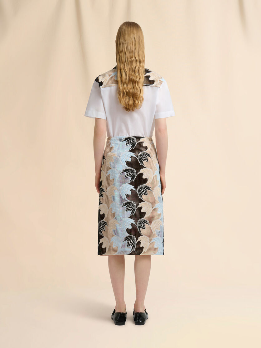 Stutterheim X Marni Blue And Black Broderie Anglaise Floral Skirt