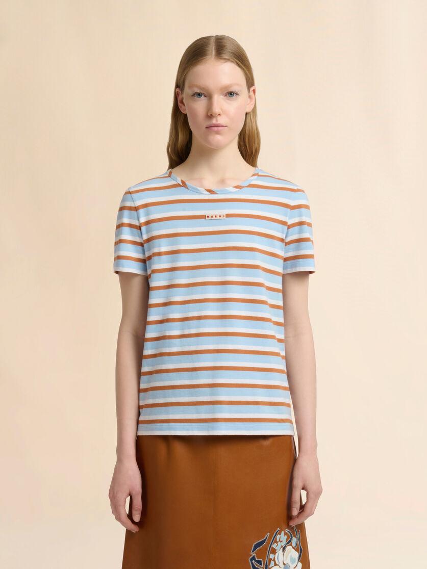 Stutterheim X Marni Blue And Brown Striped Cotton T-shirt