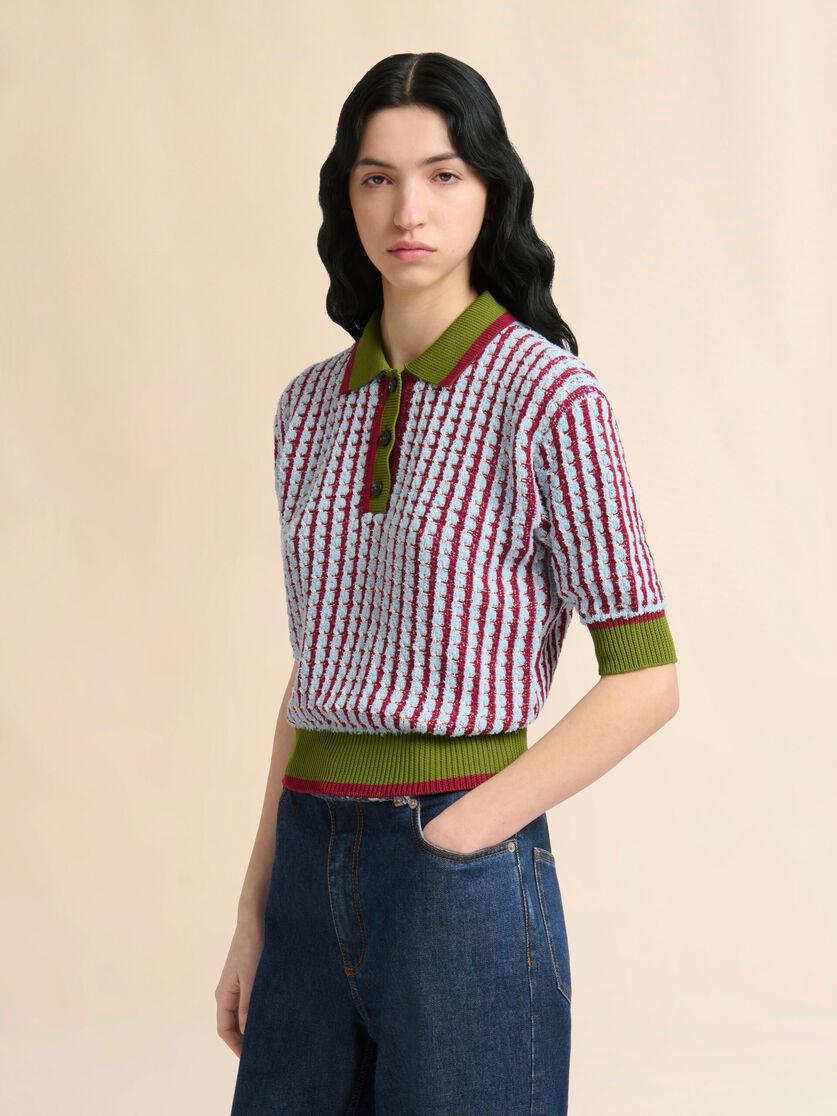 Stutterheim X Marni Blue And Burgundy Bouclé Tweed-effect Polo Shirt