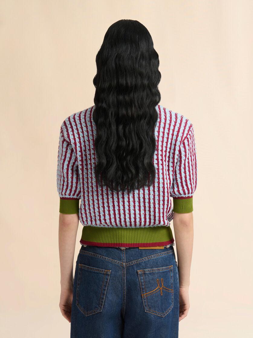 Stutterheim X Marni Blue And Burgundy Bouclé Tweed-effect Polo Shirt