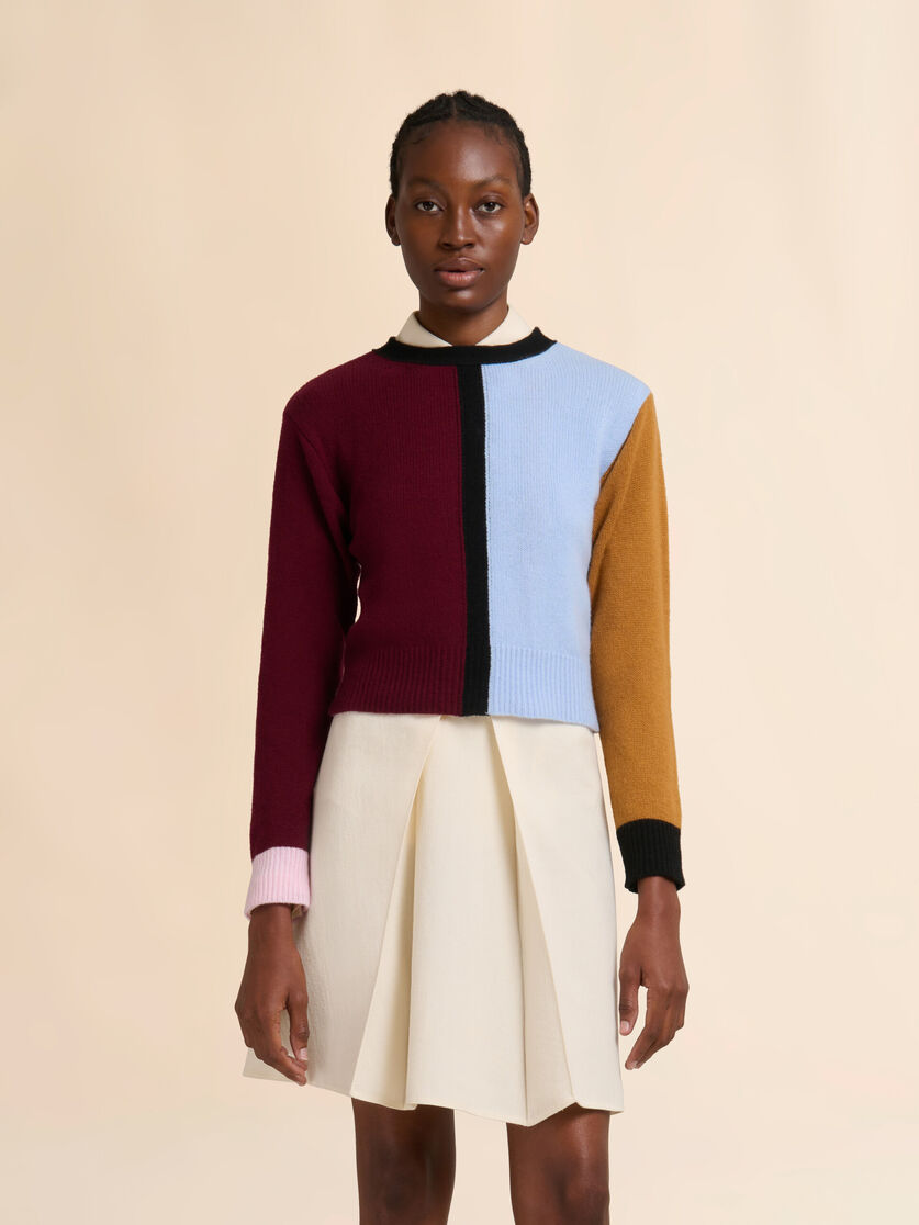 Stutterheim X Marni Blue And Burgundy Cashmere Color-block Sweater