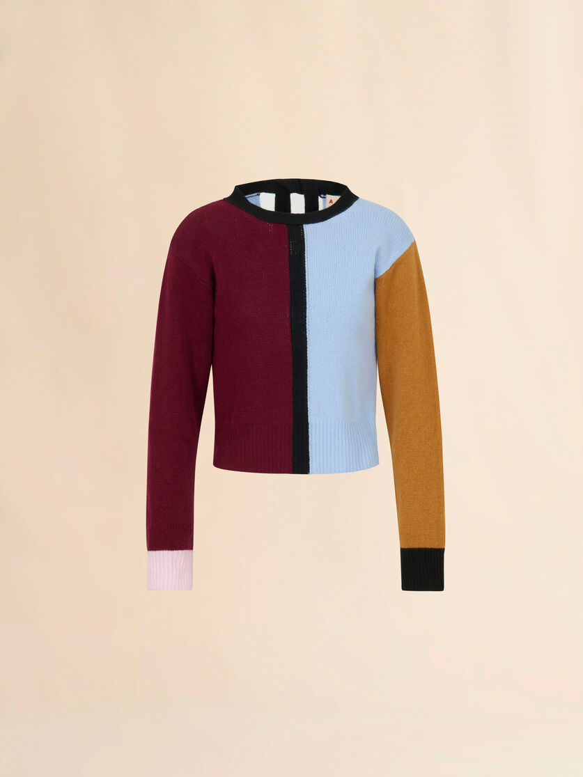 stutterheim x marni Blue and burgundy cashmere color-block sweater
