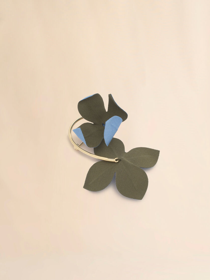 Stutterheim X Marni Blue And Green Poplin Flower Brooch