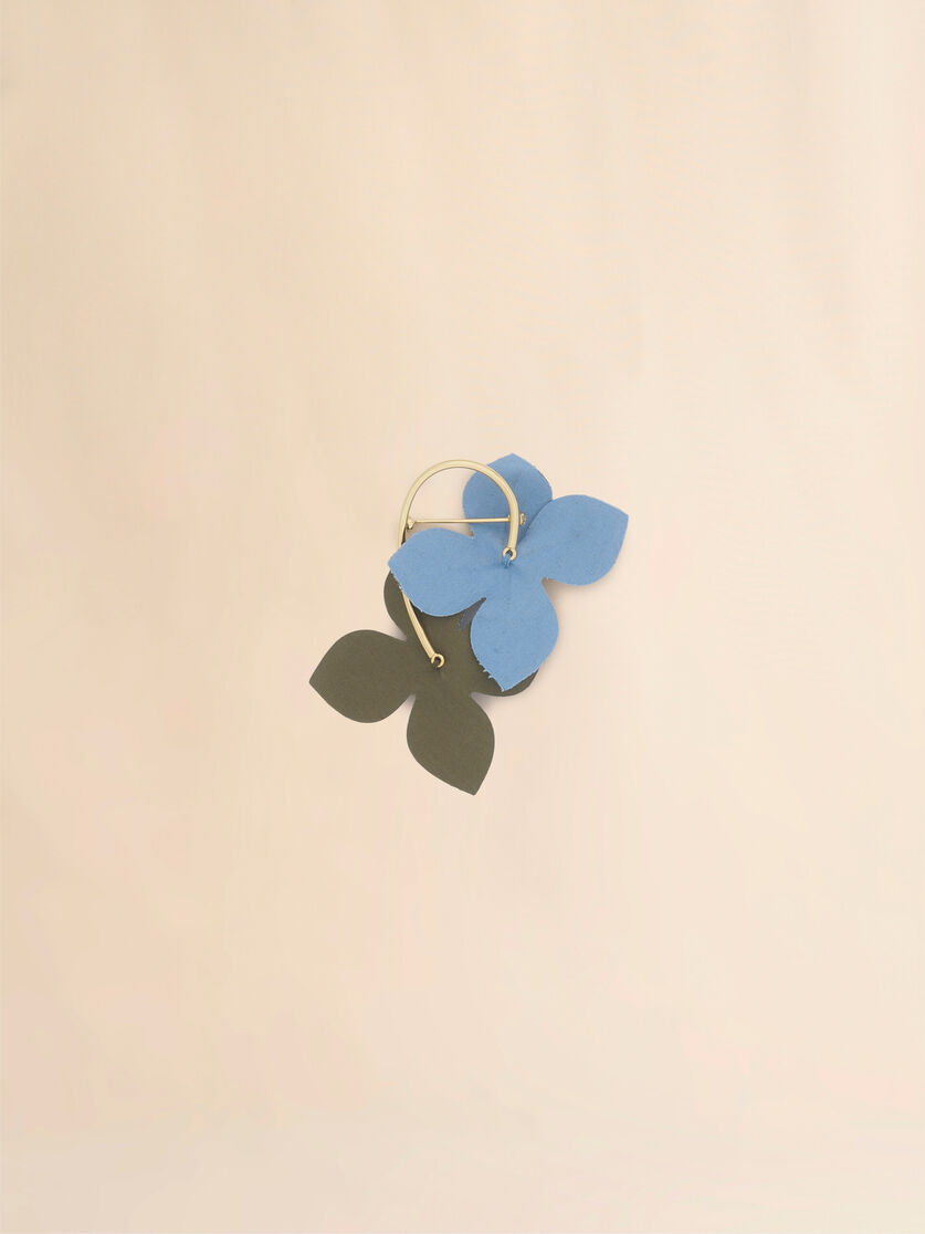 stutterheim x marni Blue and green poplin flower brooch