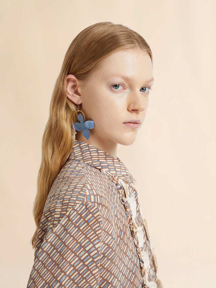 Stutterheim X Marni Blue And Green Poplin Flower Hook Earrings