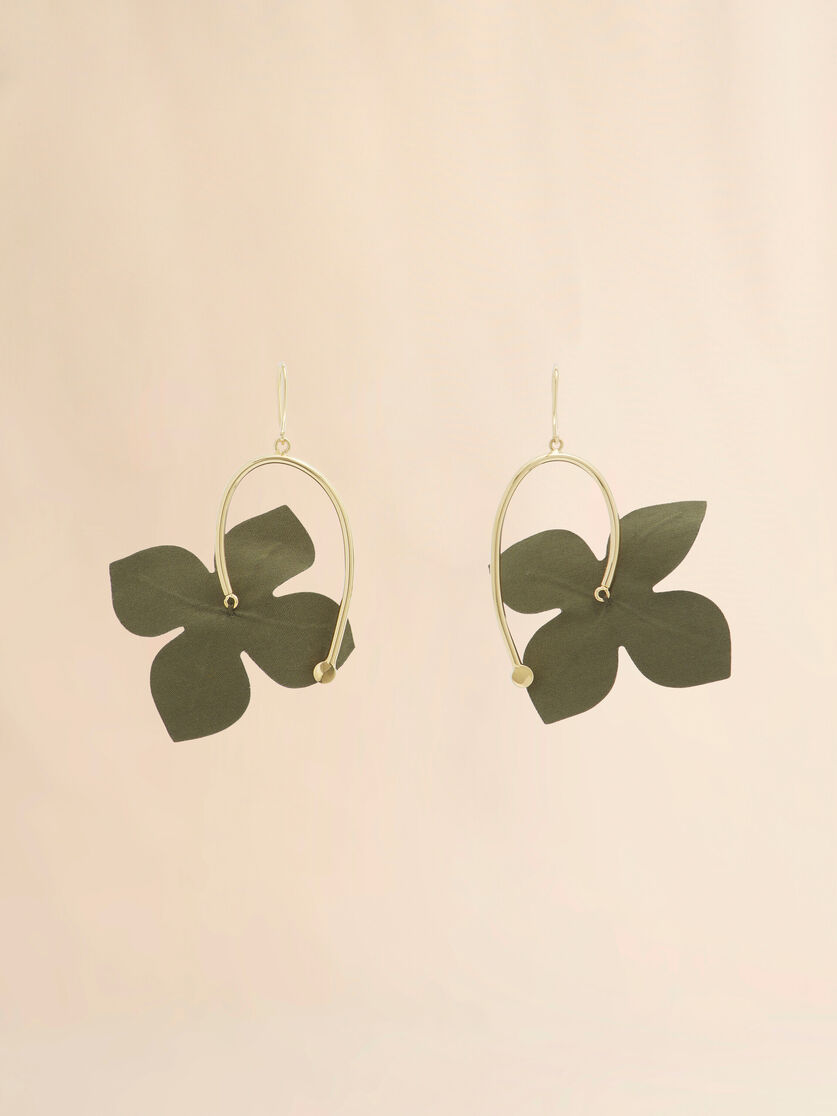 Stutterheim X Marni Blue And Green Poplin Flower Hook Earrings