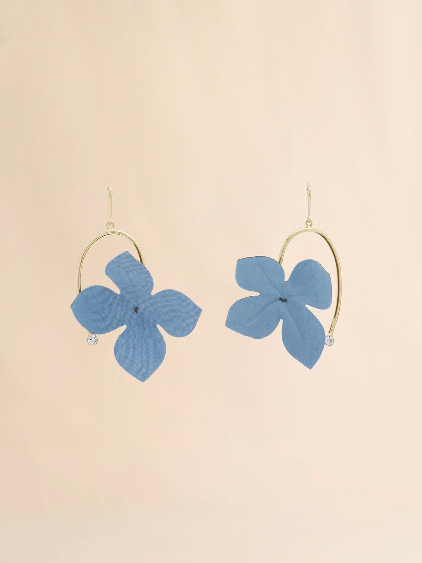 stutterheim x marni Blue and green poplin flower hook earrings
