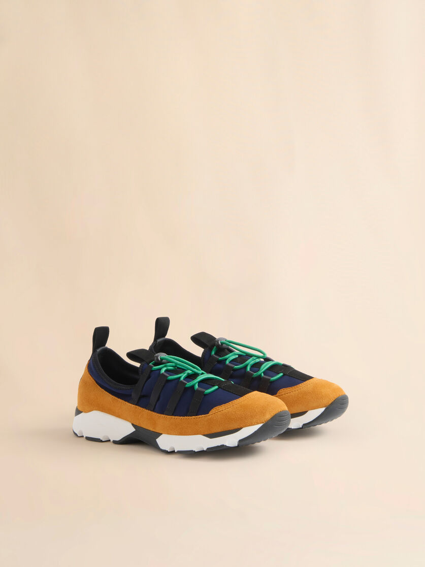 Stutterheim X Marni Blue And Orange Lycra Lace-up Running Sneaker