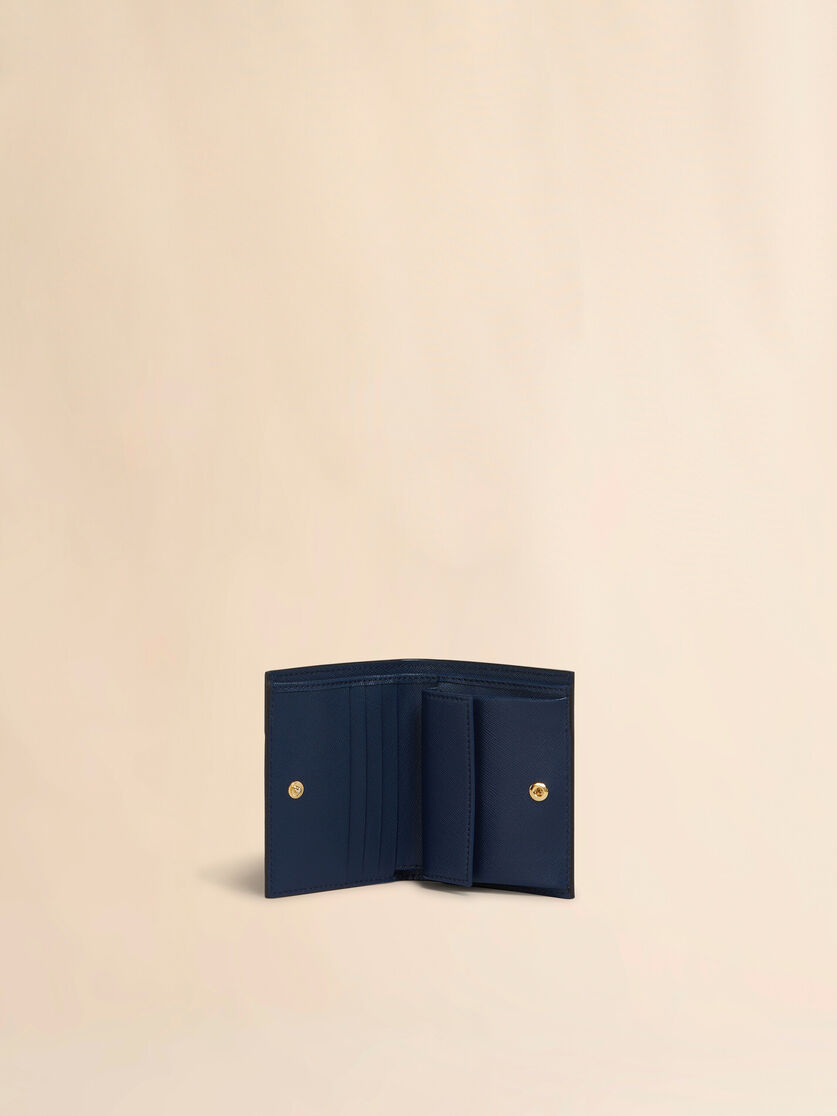 Stutterheim X Marni Blue Beige And Light Blue Saffiano Leather Bi-fold Wallet