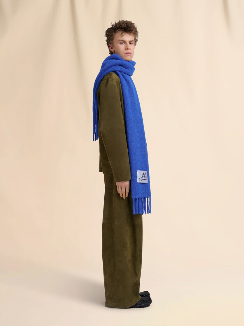 Stutterheim X Marni Blue Brushed Alpaca Scarf With Fringes